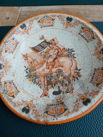 Emaille bord Wilhelmina 40 jaar regeringsjubileum 1938 beschikbaar voor biedingen