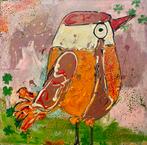 Roodborstje kleurrijke kunst veel verfgebruik, Ophalen of Verzenden