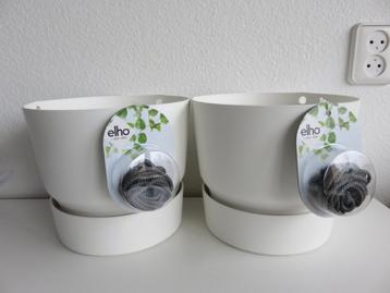 2 Elho Greenville hangpotten, hanging basket, hangschaal wit beschikbaar voor biedingen