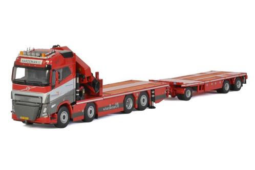 Hardeman; VOLVO FH5 GLOBETROTTER 8X2 TAG AXLE RIGED FLATBED, Hobby en Vrije tijd, Modelauto's | 1:50, Zo goed als nieuw, Bus of Vrachtwagen
