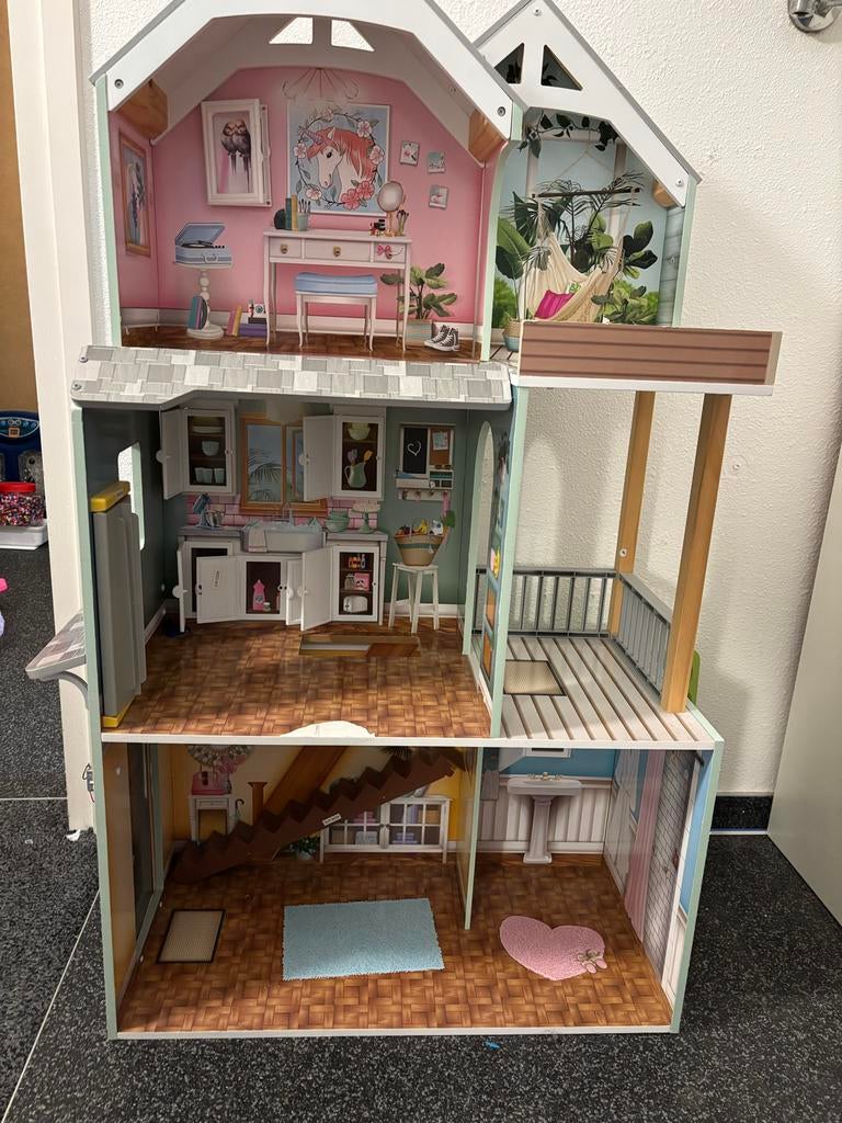 Leuk poppenhuis met accessoires-Kidkraft, Ophalen of Verzenden, Gebruikt, Poppenhuis