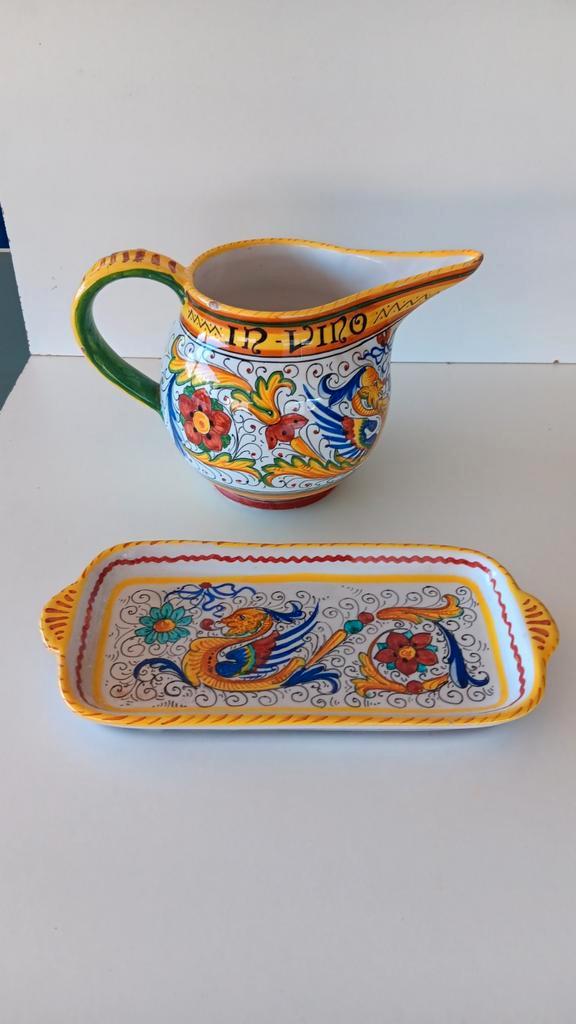 Schaaltje + kan van DeruTa handbeschilderd

Vintage, Antiek en Kunst, Antiek | Keramiek en Aardewerk, Ophalen of Verzenden