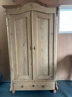 Antieke Grenen Kledingkast, Ophalen, Gebruikt, 100 tot 150 cm, Met lade(s)