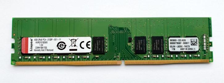 8GB 2Rx8 PC4-2133P DDR4-2133 Unbuffered ECC Kingston, Computers en Software, RAM geheugen