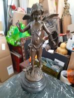 kapitaal Bronzen Beeld/Marmeren  Voet "Amor de Liefdesgod", Antiek en Kunst, Kunst | Beelden en Houtsnijwerken, Ophalen of Verzenden