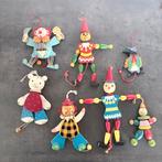 6 Houten trekpoppetjes en klein bonus poppetje., Ophalen of Verzenden