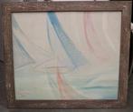 Alfred PROWIZUR, abstractie met zeilboten, Antiek en Kunst, Kunst | Schilderijen | Abstract, Ophalen of Verzenden