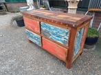Kleurrijk tv meubel, sidetable, console gemaakt van sloophou, Ophalen, Zo goed als nieuw, 25 tot 50 cm, Minder dan 100 cm