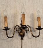 Koperen Wandlamp met 3 armen, Huis en Inrichting, Lampen | Wandlampen, Ophalen, Gebruikt, Metaal