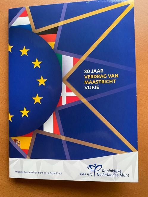 30 Jaar Verdrag van Maastricht Vijfje - 2022 - 5 Euro zilver, Postzegels en Munten, Munten | Nederland, Losse munt, Euro's, Zilver