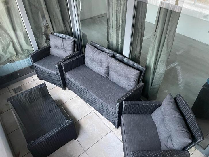 Tuinset - Tafel, 2 Stoelen en Sofa - Goede Conditie, Tuin en Terras, Tuinsets en Loungesets, Gebruikt, Tuinset, Wicker, 4 zitplaatsen