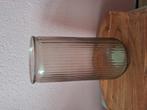 Bruine geribbelde glazen vaas, Ophalen, Gebruikt, Overige kleuren, Glas