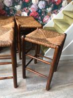 Toffe set van 6 vintage krukken hout riet rotan, Huis en Inrichting, Barkrukken, Ophalen, Gebruikt, Riet