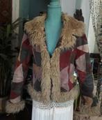 40 - Bohemian patchwork suède jack met fake fur kraag, Kleding | Dames, Jassen | Winter, Ophalen of Verzenden, Gedragen, Maat 38/40 (M)