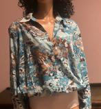 Blauw Bruine Blouse Camouflage Look Maat 50, Fashion, Blauw, Maat 46/48 (XL) of groter, Ophalen of Verzenden