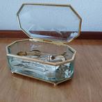 Kristallen serviesdoosje met zilver., Ophalen of Verzenden