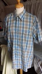 Blauw geblokt overhemd korte mouw maat M recht model 5,00, Kleding | Heren, Meantime, Blauw, Zo goed als nieuw, Halswijdte 39/40 (M)