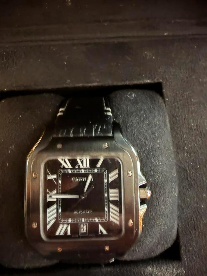 Cartier de Santos, Sieraden, Tassen en Uiterlijk, Horloges | Heren, Zo goed als nieuw, Polshorloge, Overige merken, Leer, Ophalen