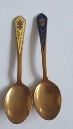 1135 2 messing theelepels uit thailand, Verzenden, Rvs of Chroom