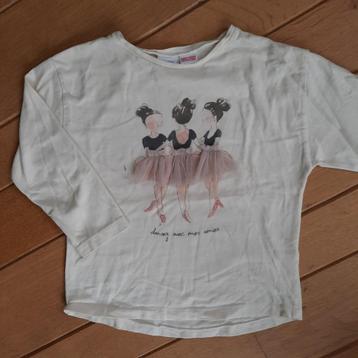 ZARA t- shirt lange mouw beige danseressen maat 104 beschikbaar voor biedingen