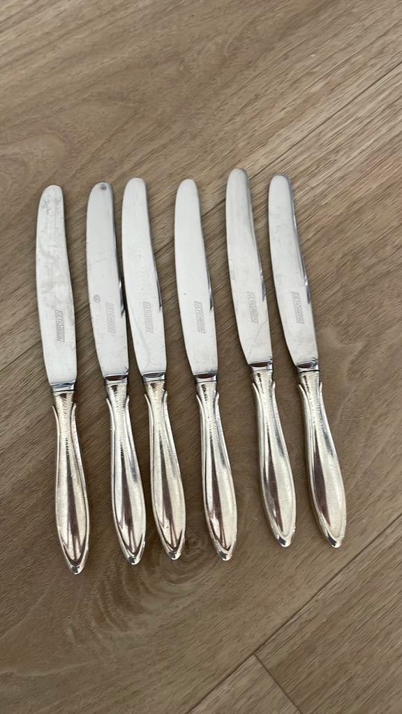 Verzilverde ontbijtmessen Gero Perfection, Antiek en Kunst, Antiek | Bestek, Ophalen of Verzenden