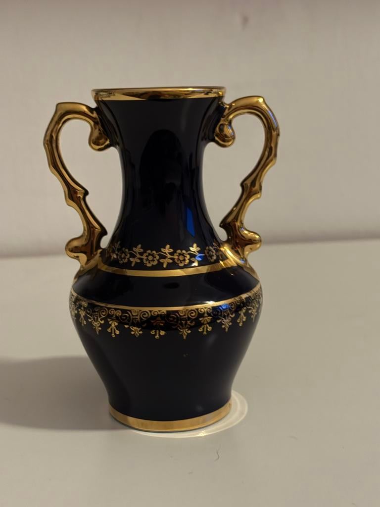 Limoges Porseleinen Vaasje - Kobaltblauw met Goud, Antiek en Kunst, Antiek | Vazen, Ophalen