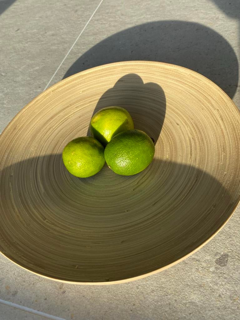 Bamboe decoratieschaal, Gebruikt, Schaal, Rond, Ophalen of Verzenden