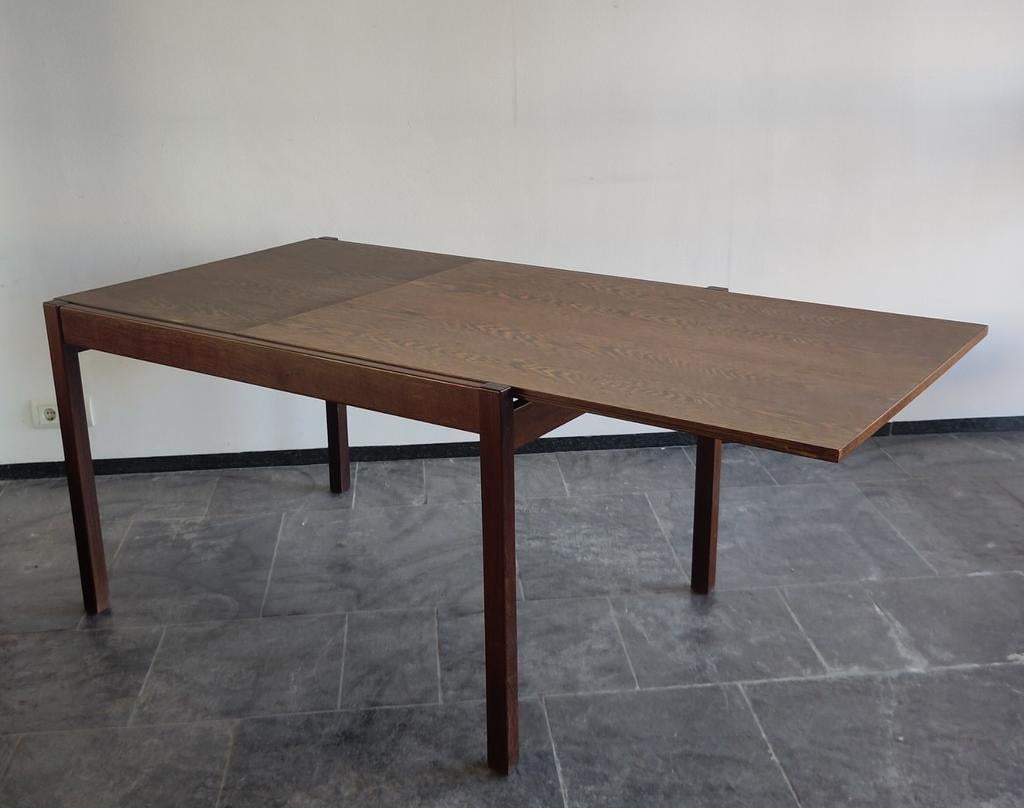 Vintage houten eettafel Pastoe tafel wenge hout verlengbaar, Ophalen, Overige materialen, Gebruikt, Mid century modern dutch design