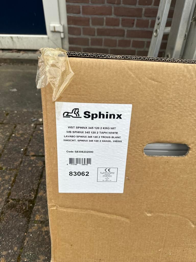 Sphinx Wastafel 345 120 2 KRG Wit - Nieuw in doos, Ophalen, Nieuw, Wastafel