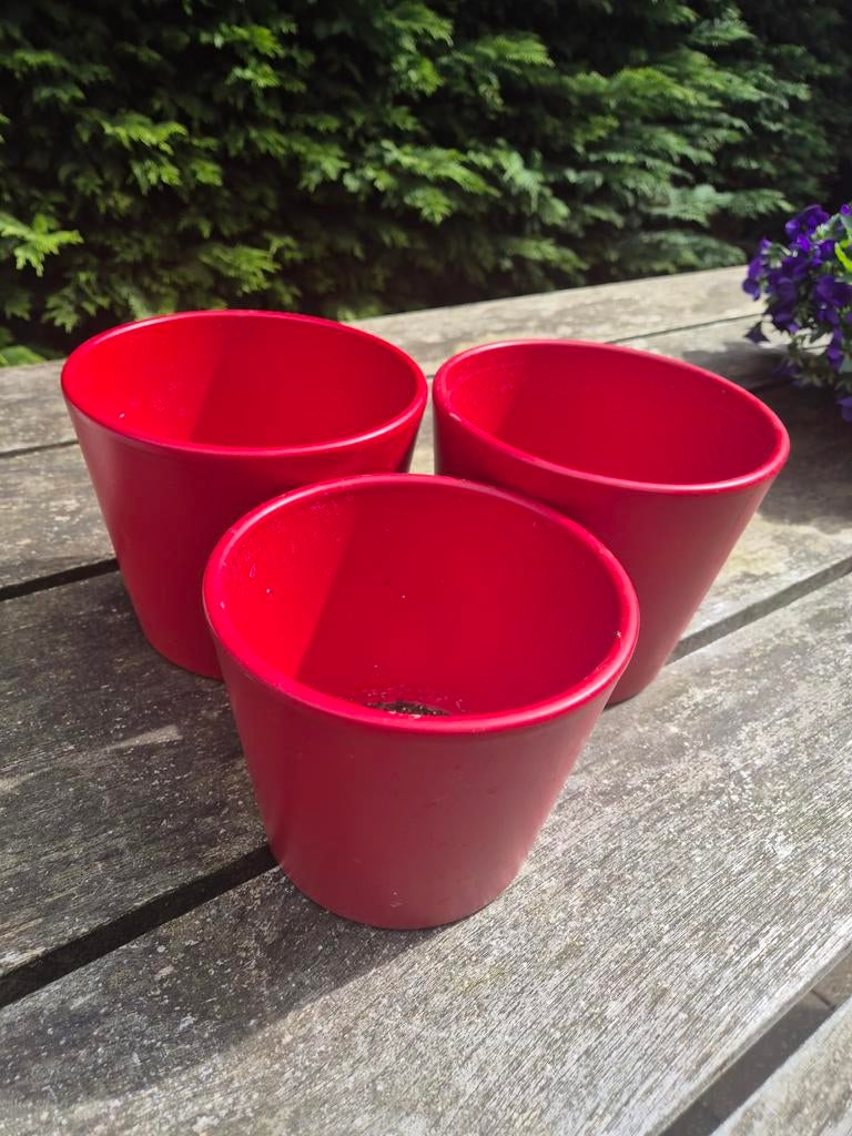 Mooie rode keramieken bloempotten set (3 stuks), Ophalen