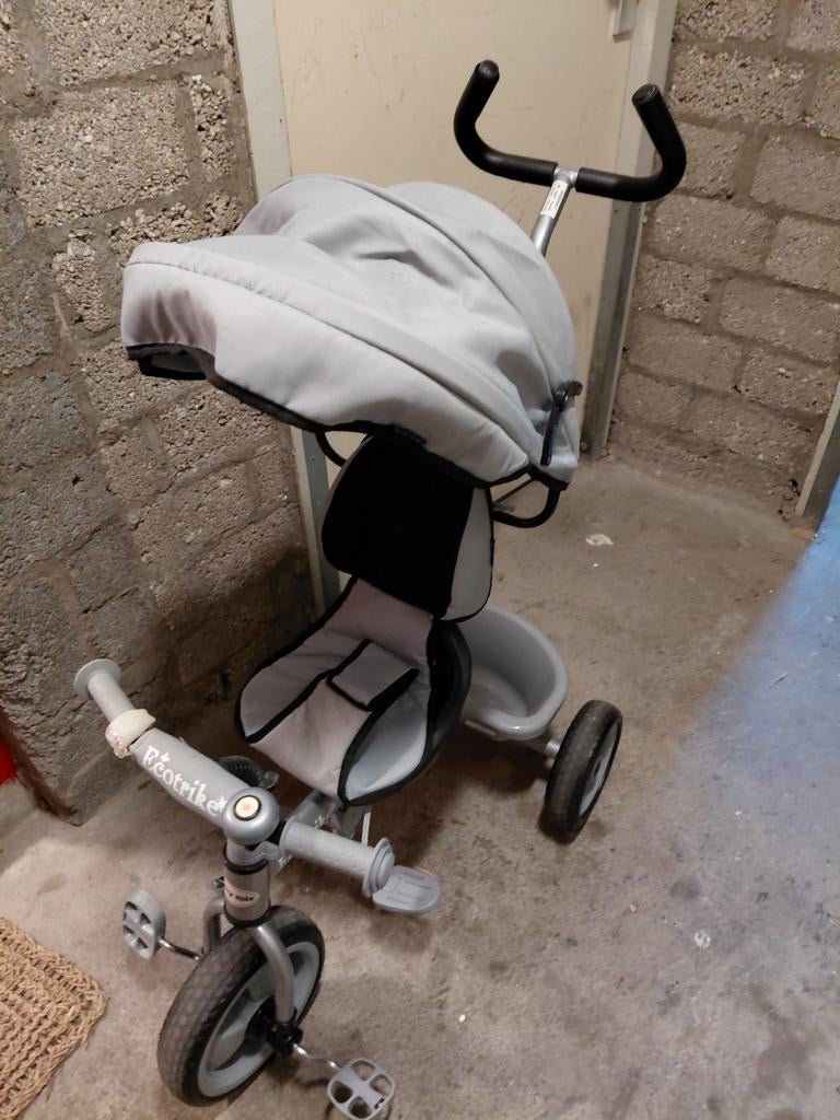 Kinder driewieler met duwstang en zonnekap zonder riempje, Ophalen, Terugtraprem, Ecotrike, Verstelbare zitting