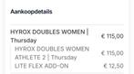 HYROX TICKETS ROTTERDAM WOMEN-DOUBLE. 16 april, Tickets en Kaartjes, Kortingen en Cadeaubonnen, Twee personen, Overige soorten