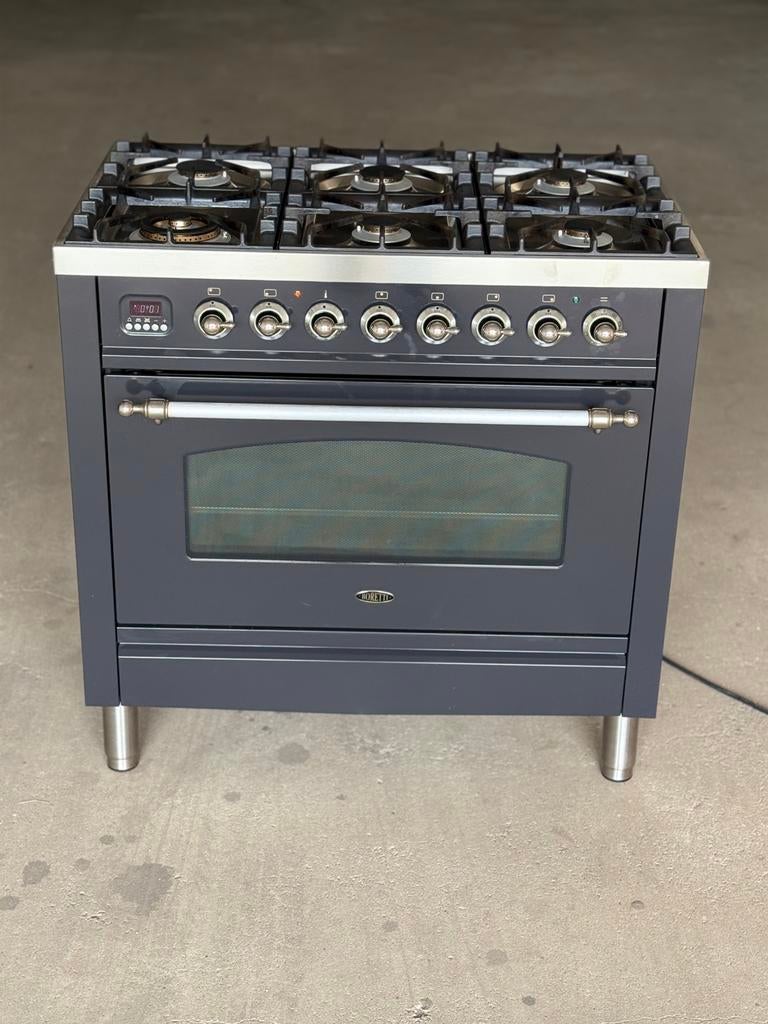 Gasfornuis Boretti met 6 pits, Witgoed en Apparatuur, Fornuizen, Ophalen, Warmhoudplaat, 60 cm of meer, Zo goed als nieuw