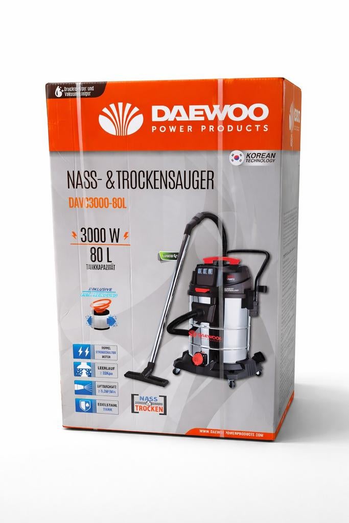 Daewoo DAVC3000-80L Nat- en Droogstofzuiger - Nieuw in doos, Witgoed en Apparatuur, Stofzuigers, Nieuw, Ophalen of Verzenden, 2000 watt of meer