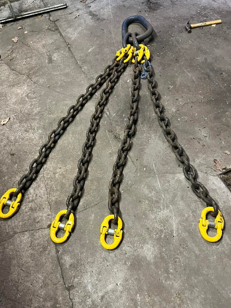 4 Sprong hijsketting Wll 12 ton lengte 1.50 m totaal 1.90 m., Ophalen, Zo goed als nieuw, Handmatig
