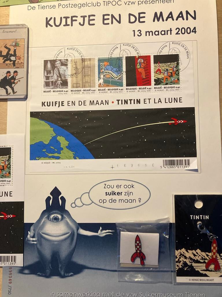 Kuifje Postzegels 2001 + Speciale Uitgave 2004 - Postfris, Luchtvaart, Met stempel, Frankeerzegel, Ophalen of Verzenden