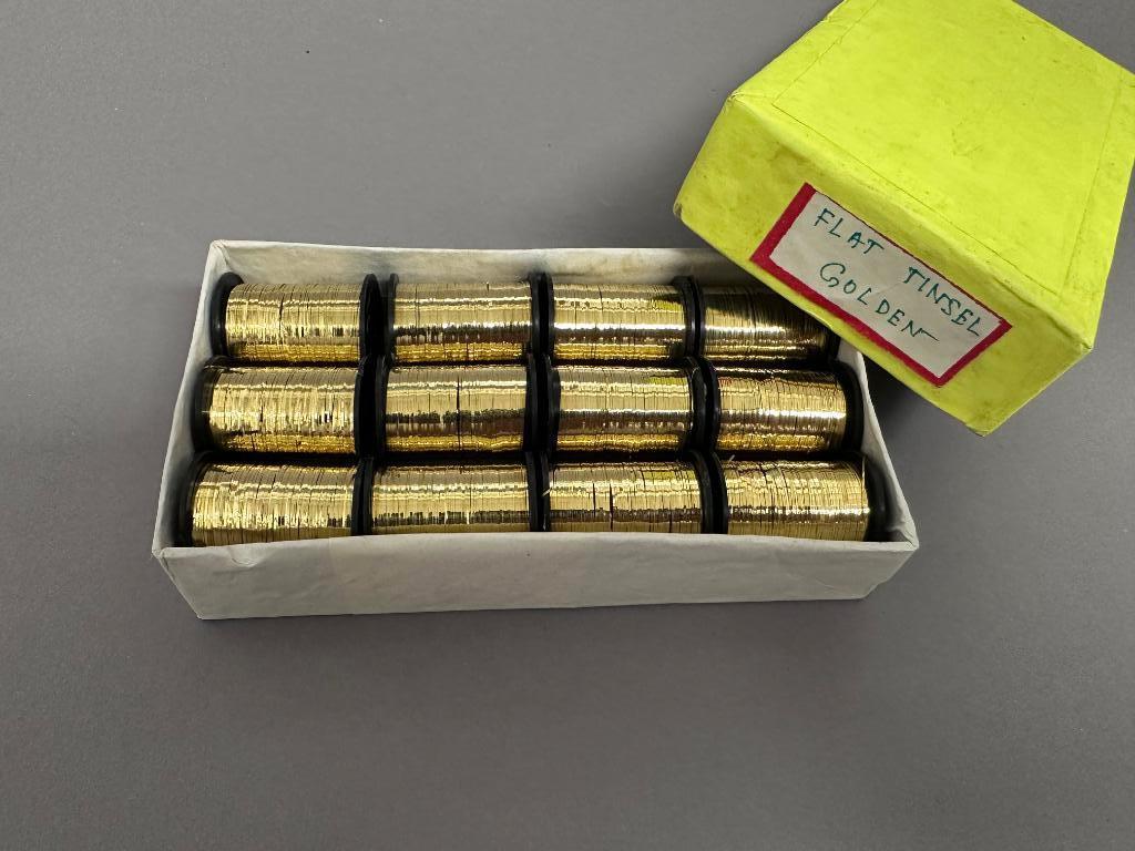 12 rolletjes tinsel goud - vliegvissen, Watersport en Boten, Overige typen, Nieuw, Ophalen of Verzenden, Nvt