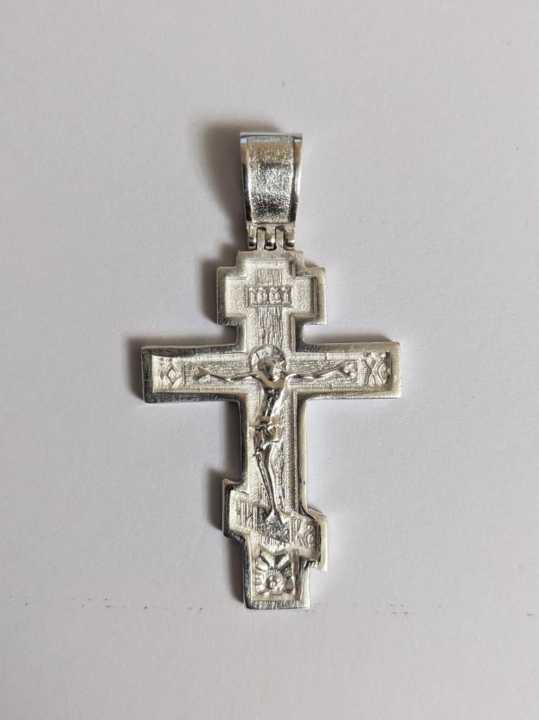 Groot, prachtig, dubbelzijdig zilveren kruis, Sieraden, Tassen en Uiterlijk, Verzenden, Nieuw, Kruis of Symbool, Zilver