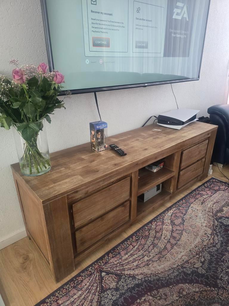 Houten televisiemeubel met lades, Ophalen of Verzenden, 25 tot 50 cm, Minder dan 100 cm