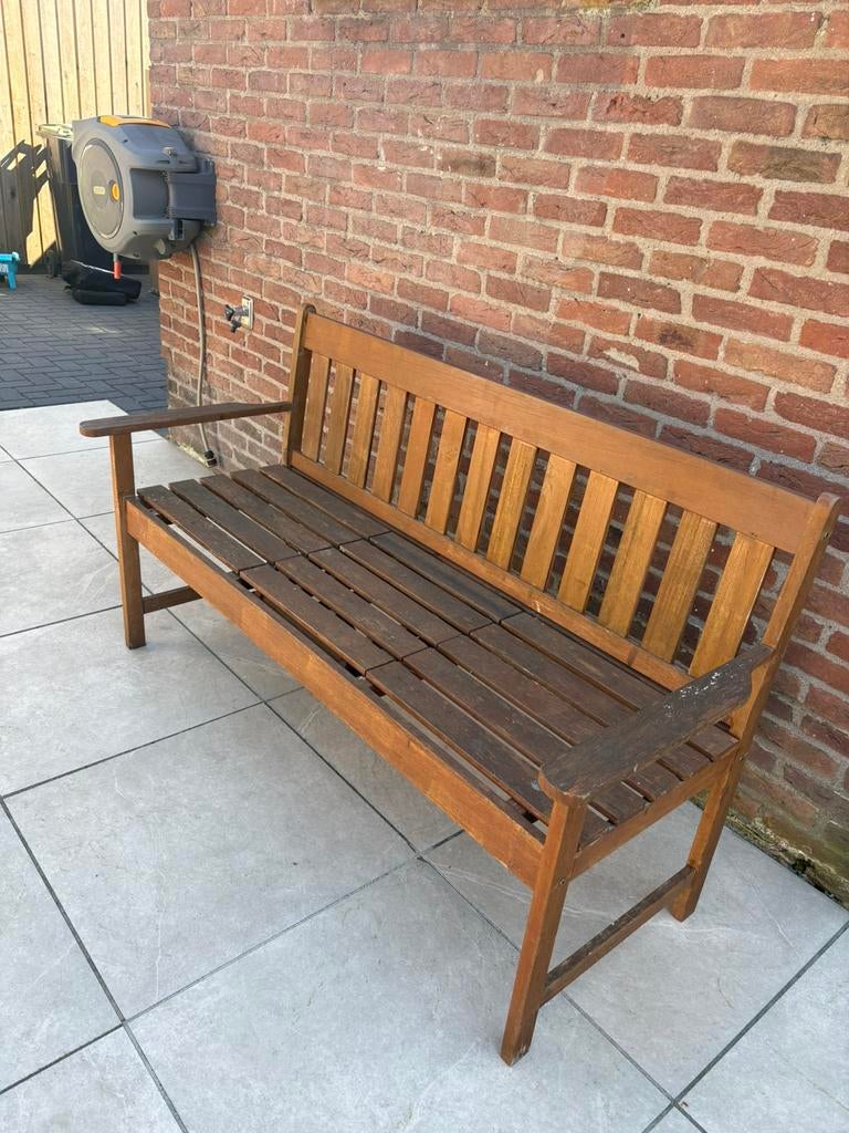 Houten tuinbank met tafeltje, Ophalen of Verzenden, Hout