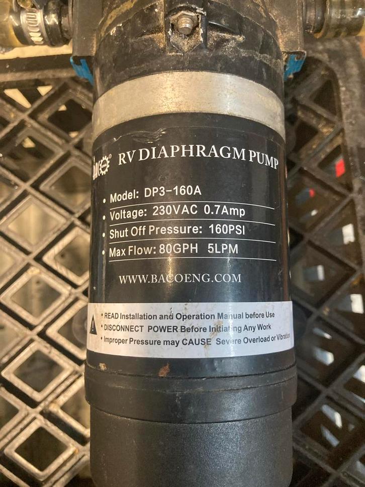 RV Diaphragm Pomp DP3-160A, Tuin en Terras, Waterpompen, Gebruikt, Elektrisch, Overige typen, Ophalen of Verzenden