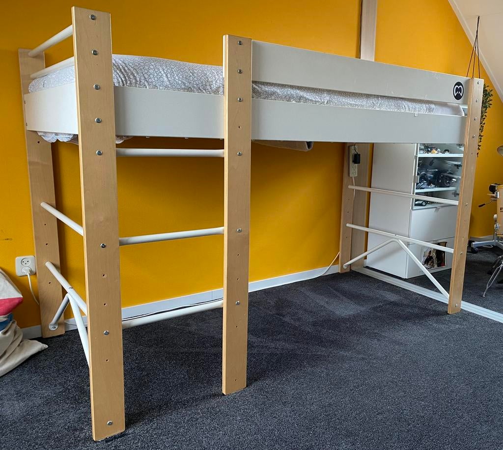 Half-hoogslaper obv Ikea Lo - kinderbed 90 x 200, Ophalen, Eenpersoons, Zo goed als nieuw, 90 cm