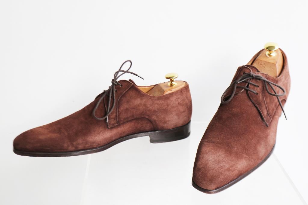 Superstaat! Suède Magnanni lace-up maat 40.5 H = 6.5 breed, Bruin, Ophalen of Verzenden, Zo goed als nieuw, Magnanni