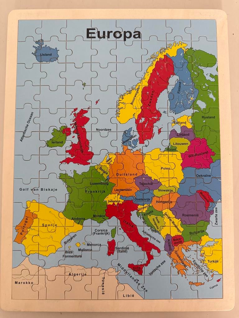Houten puzzel Europa, Ophalen, Gebruikt, Meer dan 50 stukjes, Van hout