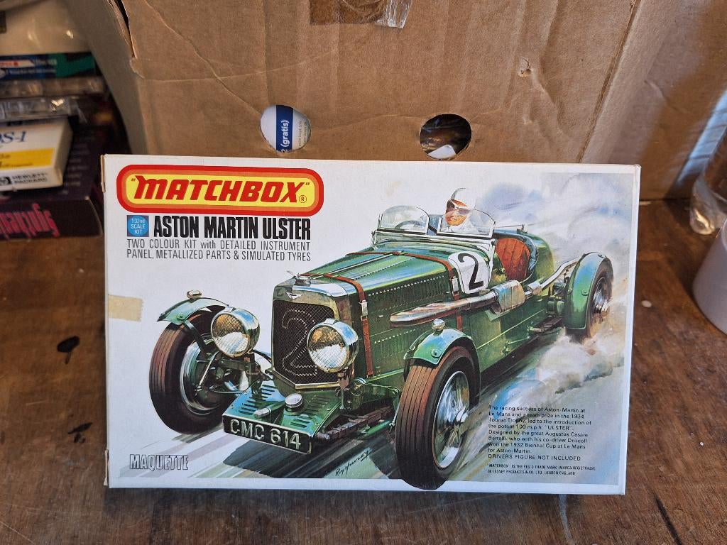 Vintage 1:32 Matchbox Aston Martin Ulster bouwmodel MIB 1975, Overige merken, 1:50 of kleiner, Auto, Nieuw