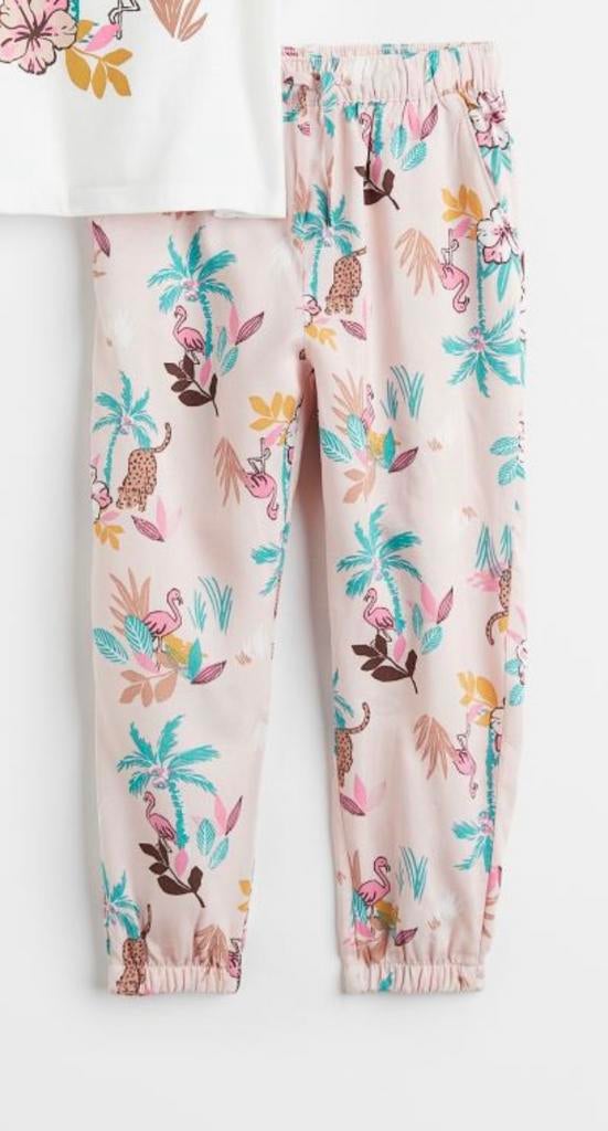 Broek roze flamingo H&M maat 128, Ophalen of Verzenden, Zo goed als nieuw, Meisje, Broek