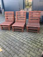 Drie stuks tuinstoelen inclusief kussens, Ophalen, Gebruikt, Hout