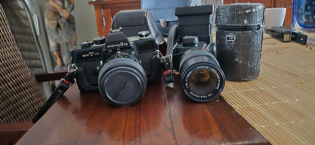 Minolta SRT 101 Spiegelreflexcamera met accessoires, Audio, Tv en Foto, Fotocamera's Analoog, Ophalen of Verzenden, Gebruikt, Spiegelreflex