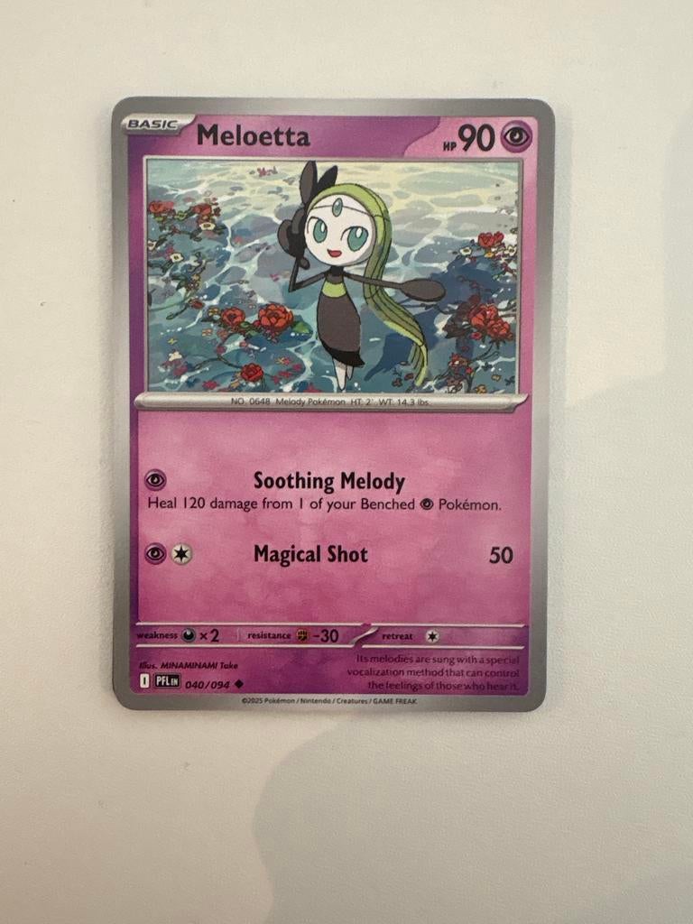 Pokémon kaart Meloetta 040/094 pfl en, Verzenden, Gebruikt, Losse kaart