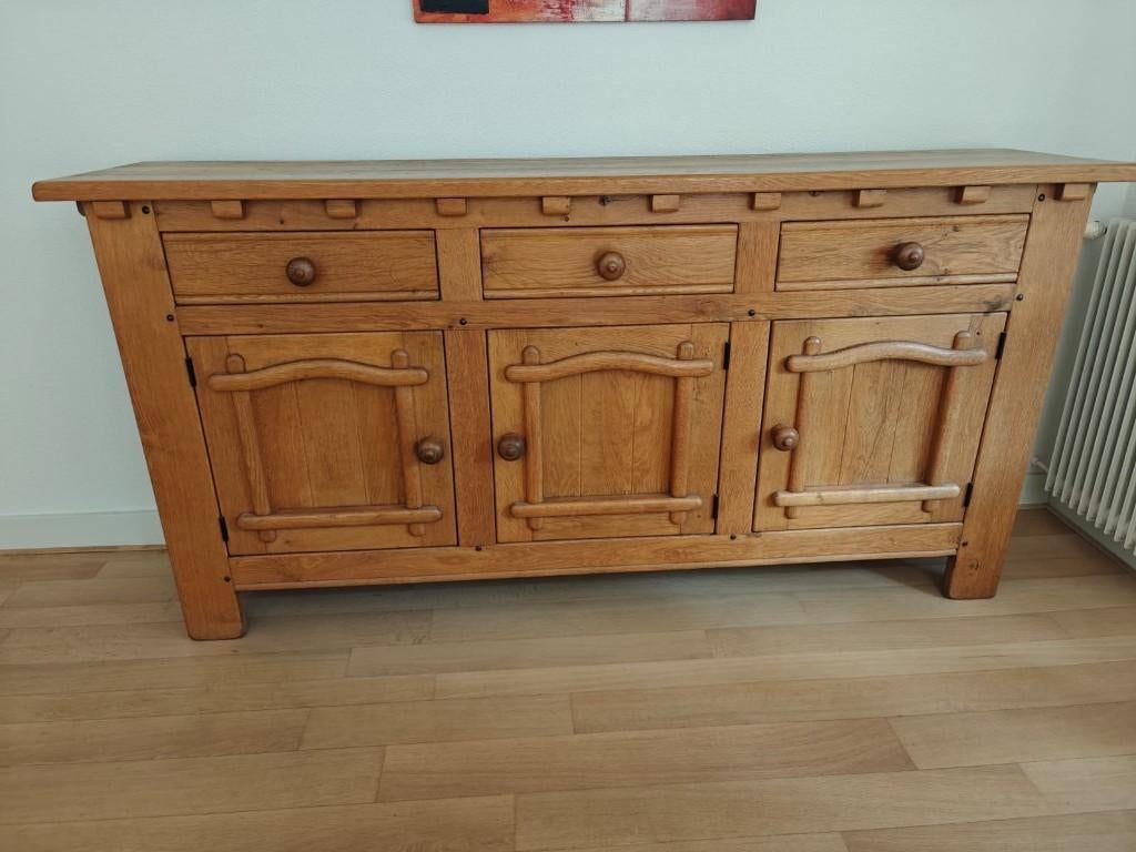 Massief eiken Dressoir kast, Ophalen, Gebruikt, Met deur(en), Eikenhout